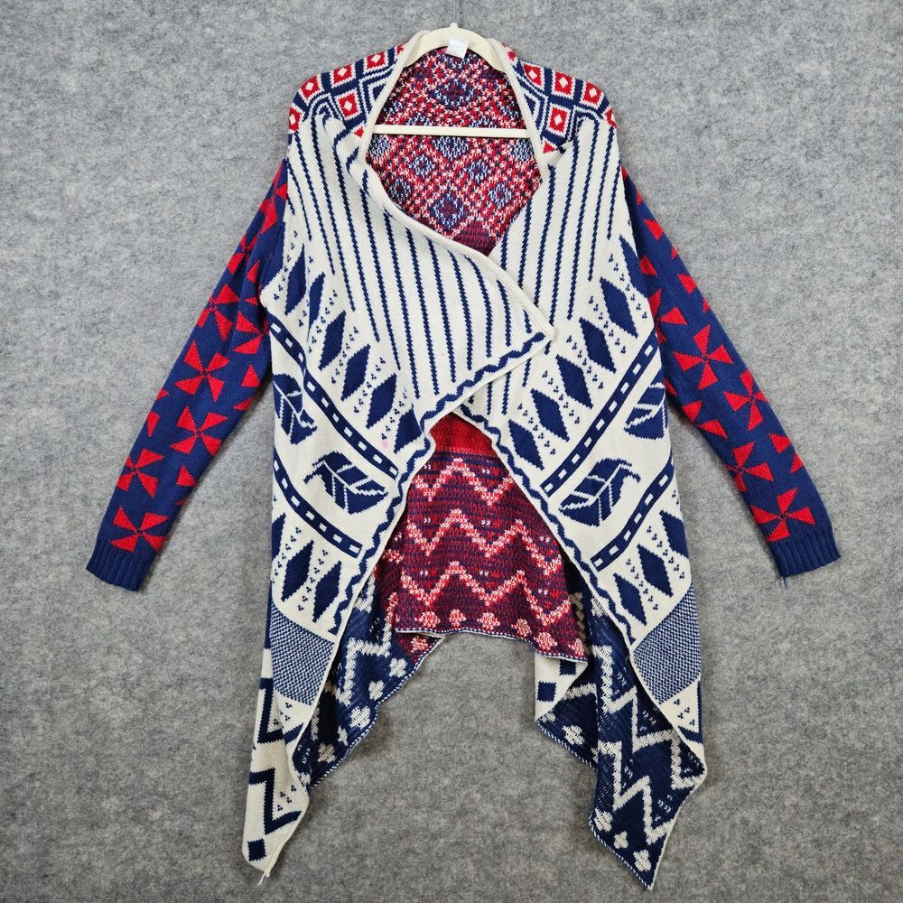 Pinklicious Women's Open Long Cardigan Size S/M Aztec Pattern 100% Acrylic SPOT‎